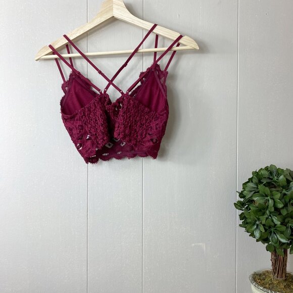 Anemone Wine Red Lace Bralette Size Small - Picture 3 of 5